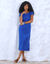 Lange jurk in tricot (blauw)