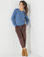 Pull col rond, maille torsadée (bleu jean)