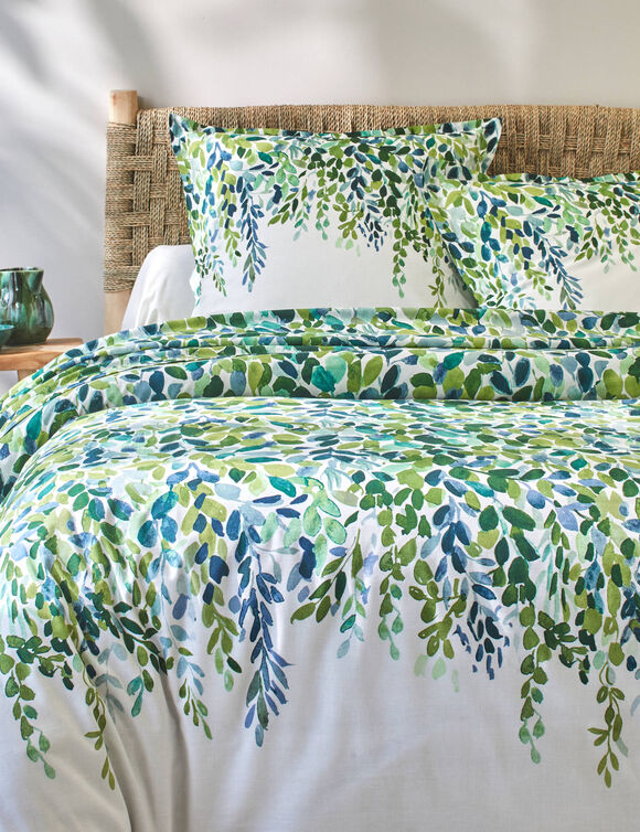 Bedlinnen Léonie, in katoen met plantenprint (ecru)