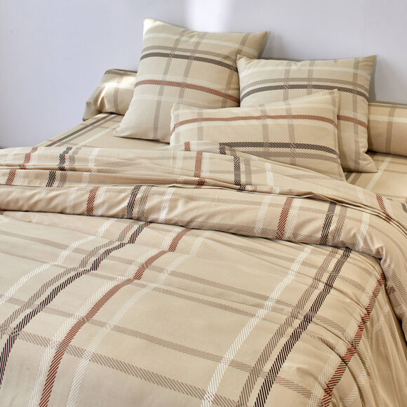 Linge de lit Karl imprim&eacute; &eacute;cossais - coton 52 fils/cm&sup2; (beige)