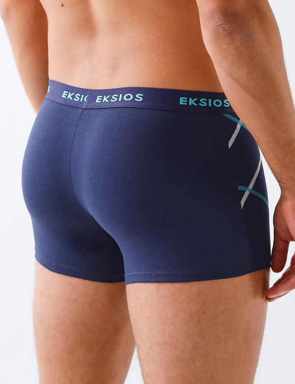 Effen, gesloten shorty met contrasterend sierstiksel - set van 4 (blauw / marine)