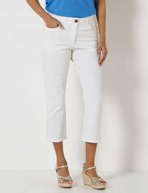 Pantacourt effet ventre plat coton stretch (blanc)