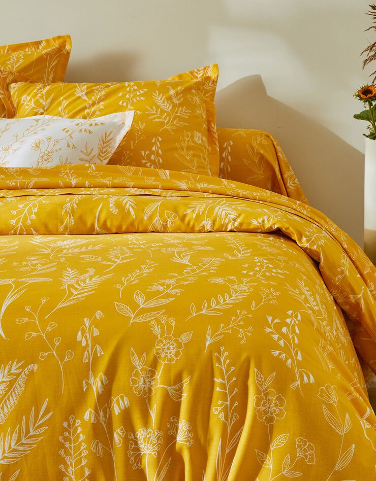 Linge de lit Alessia en coton imprimé fleuri (jaune)