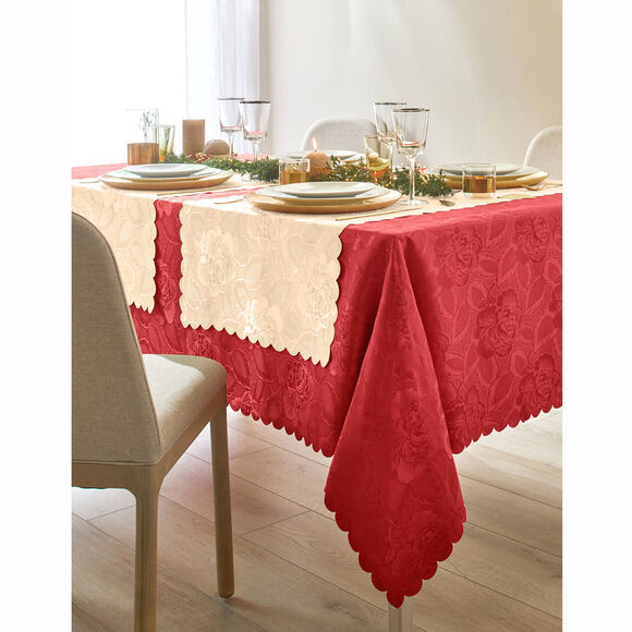 Jacquard tafellaken in damast (tomette)