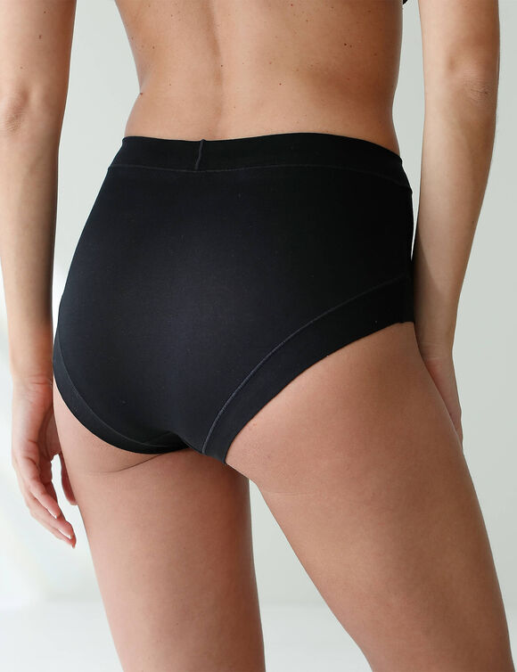 Maxislip in stretchkatoen met comfortabele tailleband "zonder elastieken" - set van 2 (wit + zwart)