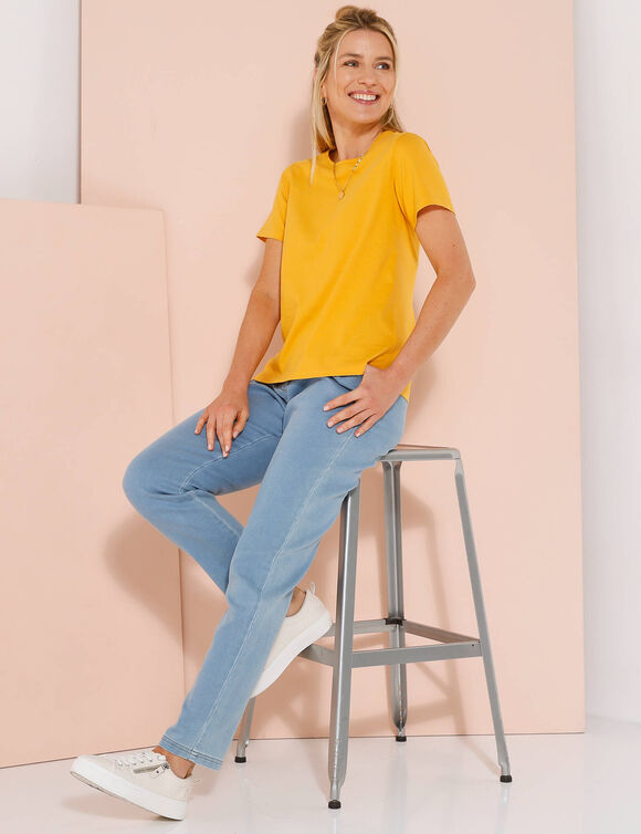 T-shirt manches courtes uni (miel)