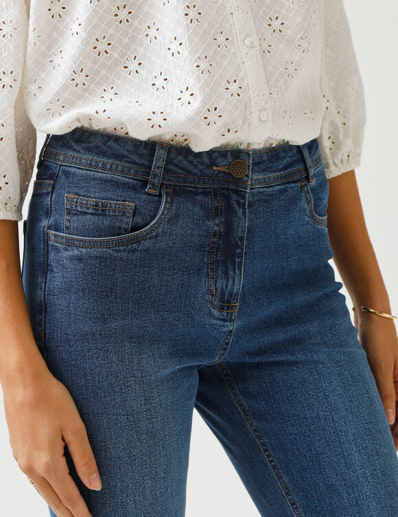 Slim-fit broek, hoge taille, gemiddelde lengte (stone)