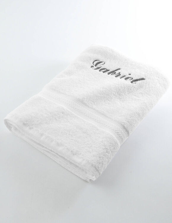 Effen handdoek, zacht comfort, personaliseerbaar (wit)