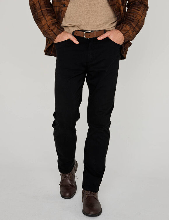 Pantalon droit 5 poches &eacute;lastiqu&eacute; c&ocirc;t&eacute;s - L30 (noir)