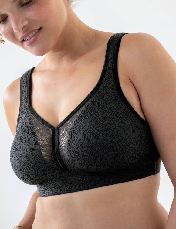 Soutien-gorge dentelle et velours grand maintien - sans armatures (noir)