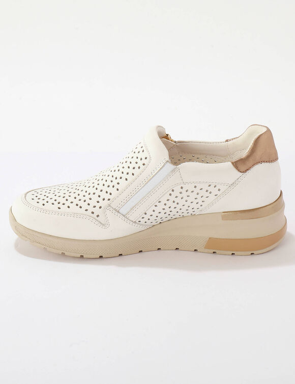 Leren sneakers met sleehak en rits (wit)