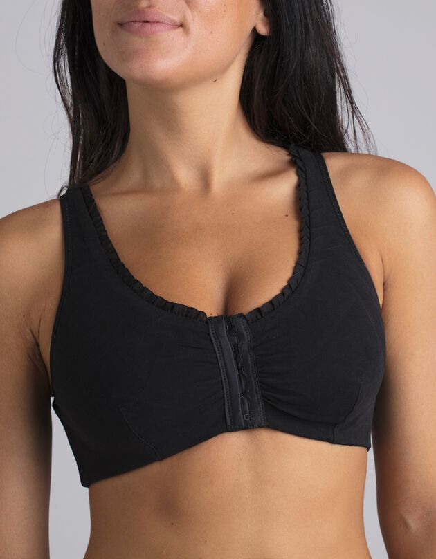 Brassière post-opératoire sans armatures- ouverture devant (noir)