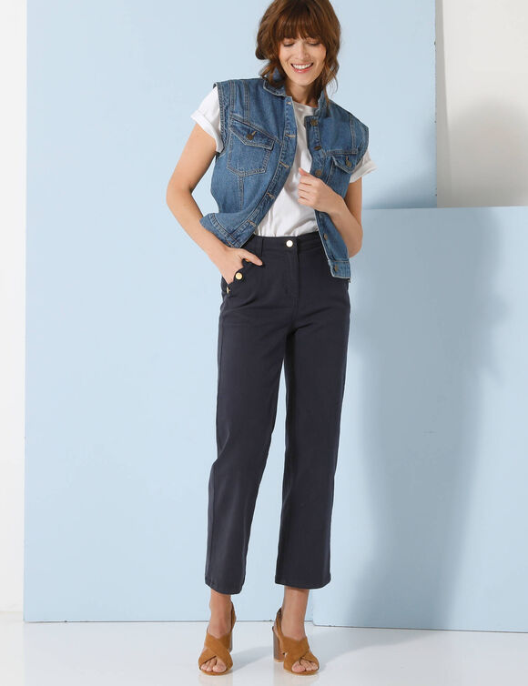 Pantalon coupe droite 7/8ème (marine)
