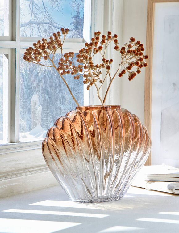 Schelp vaas in tweekleurig glas (naturel)