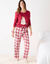 Pyjama pantalon de Noël "chat" en coton-flanelle, avec chouchou (rouge)