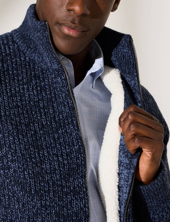 Blouson c&ocirc;te anglaise int&eacute;rieur fourr&eacute; (bleu moulin&eacute;)