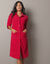 Peignoir in fleece met knoopsluiting (kersenrood)