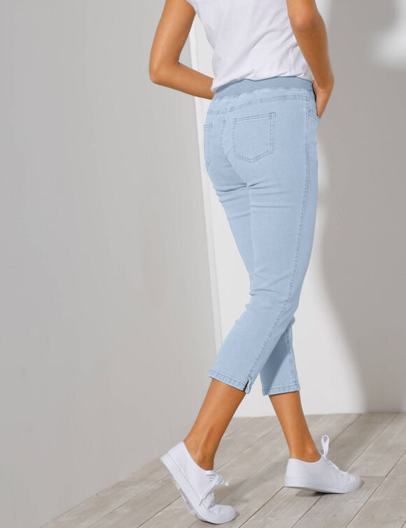 3/4-jeans met elastische taille (bleached)