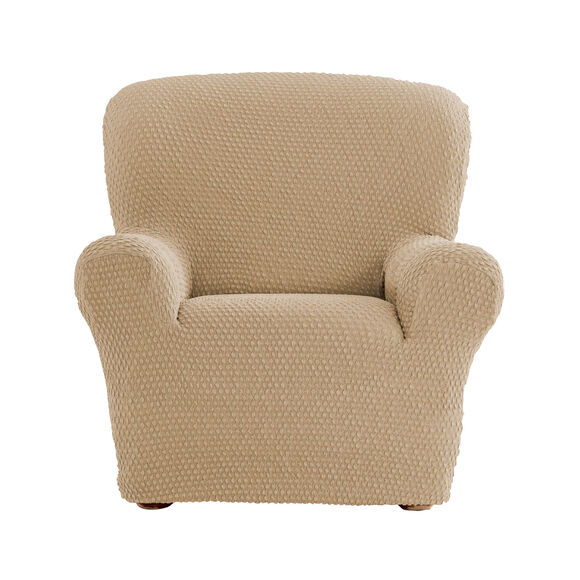 Housse gaufr&eacute;e bi-extensible canap&eacute; fauteuil accoudoirs (taupe)