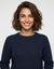 Pull tunique &eacute;vas&eacute; col rond, maille anglaise (marine)