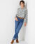 Bedrukte bloes met stroken, crepon (ecru / blauw)