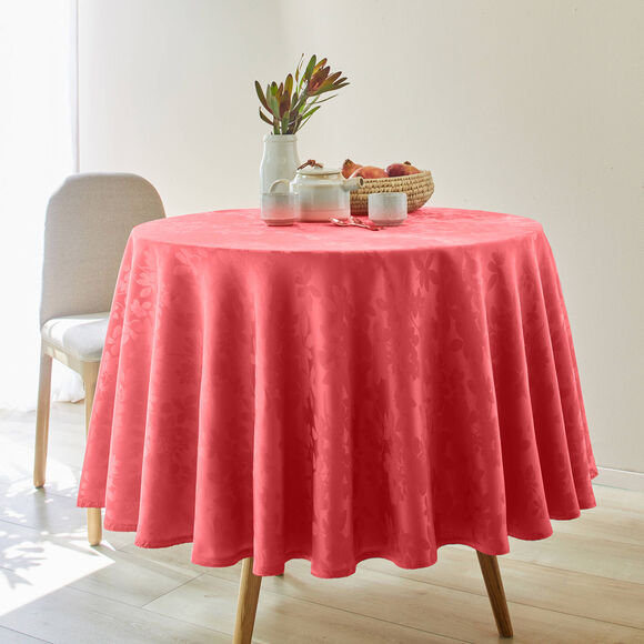 Damast tafellaken met bladerenprint Colombine&reg; (rood)