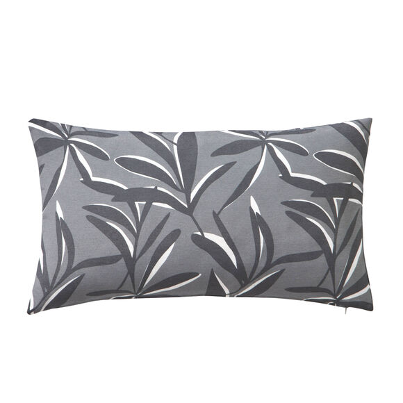 Housse de coussin imprimé feuillage (gris)