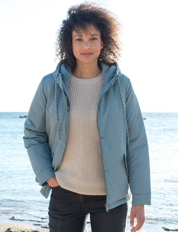 Parka imperméable zippée, à capuche (vert grisé)