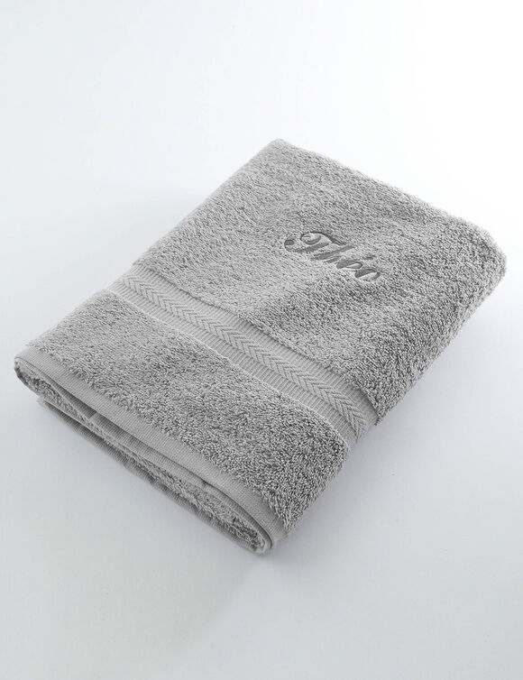 Effen handdoek, zacht comfort, personaliseerbaar (grijs)