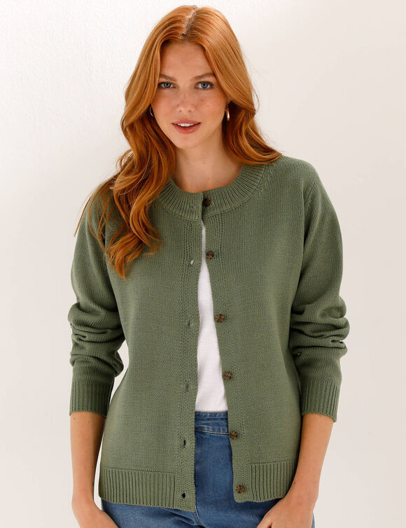 Gilet col rond, manches longues (kaki)