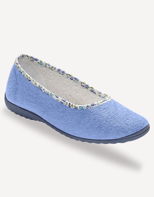 Ballerine d'intérieur éponge unie  (bleu jean)