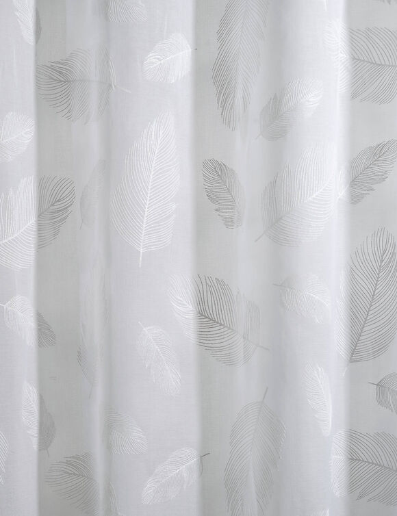 Voilage motif plumes - finition &oelig;illets (blanc)