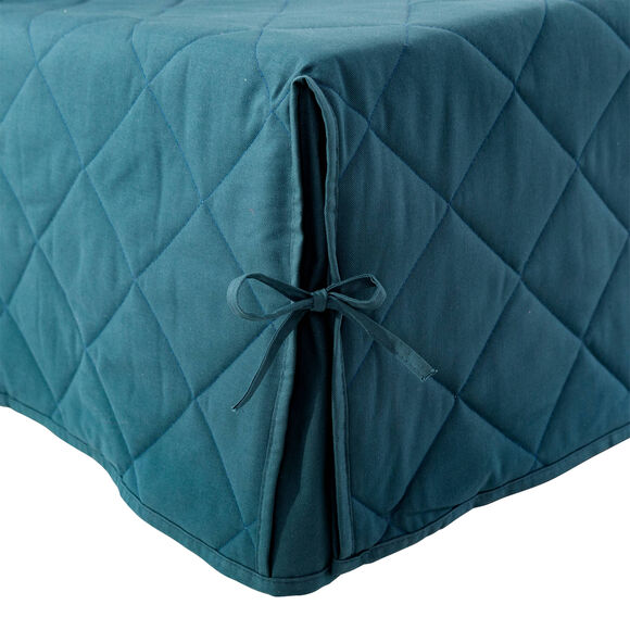 Housse clic-clac standard matelassée coton bachette uni (bleu)
