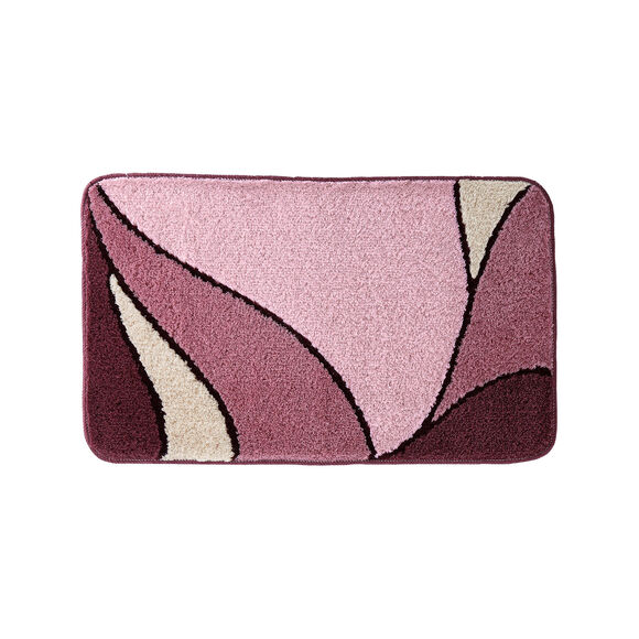 Tapis de bain motif végétal (prune)