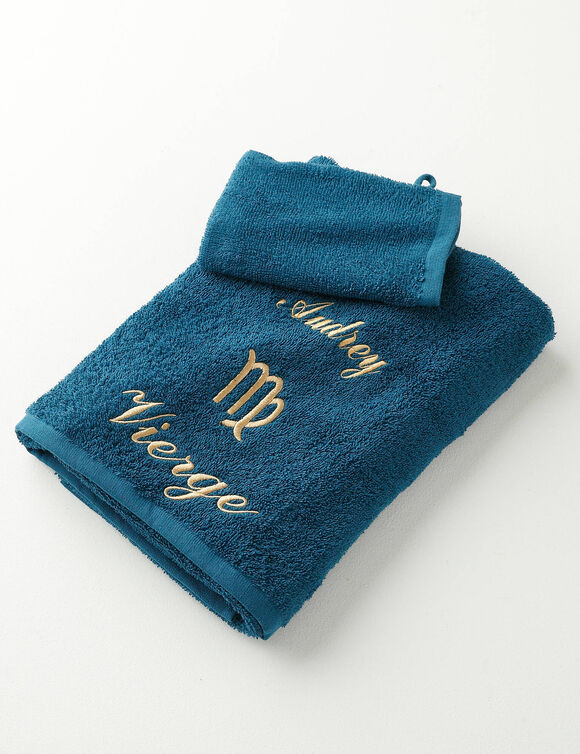Serviettes de bain brod&eacute;es signe astrologique, &agrave; personnaliser - 420g/m2 (vierge)