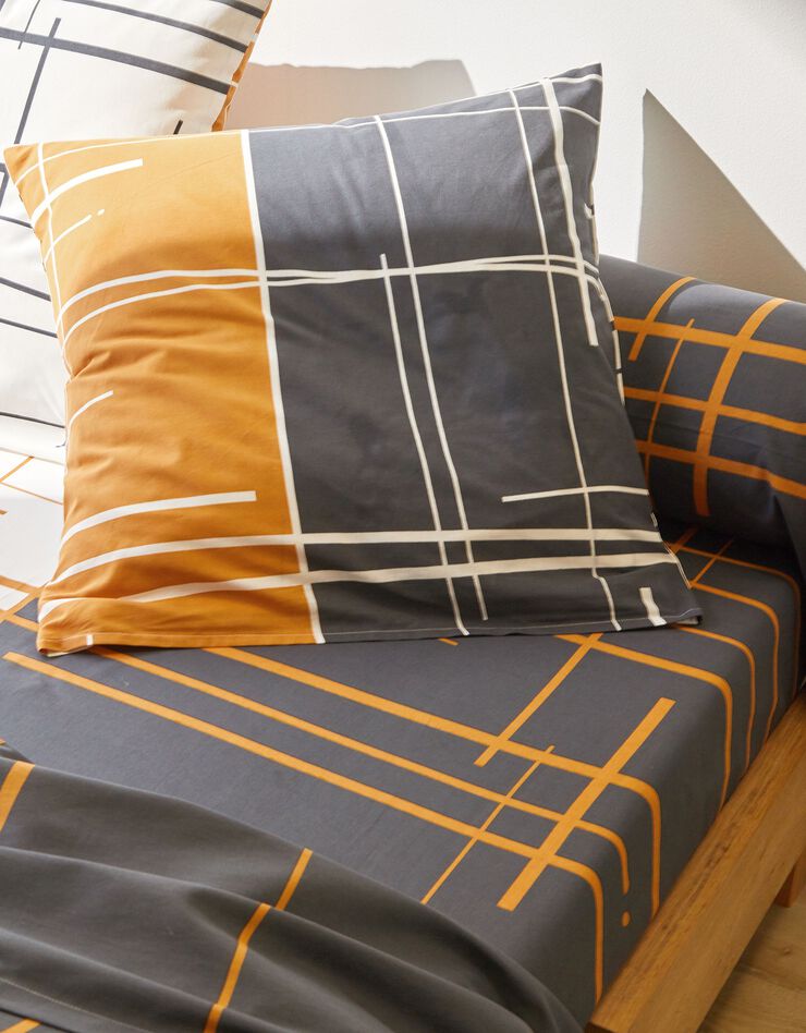 Linge de lit Hoshi coton imprimé graphique (carbone)