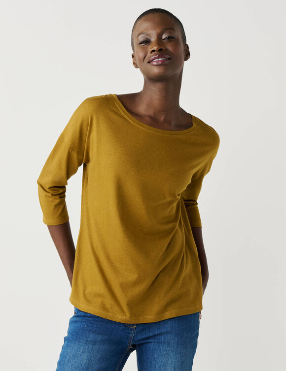 T-shirt volume loose manches 3/4 (vert olive)