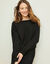 Pull loose col bateau, manches longues chauve souris (noir)