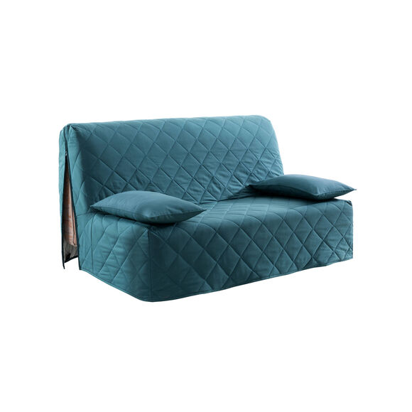Housse canapé BZ coton bachette uni matelassé (bleu)