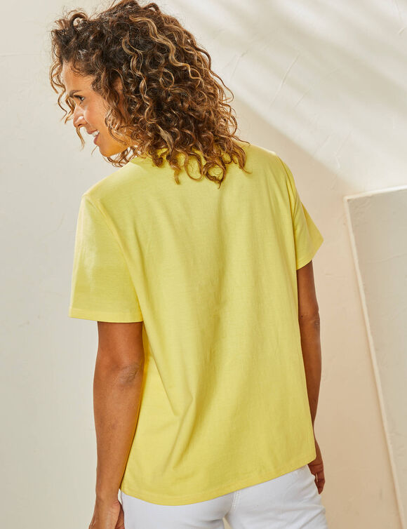 T-shirt "loose" en coton, uni (jaune pâle)