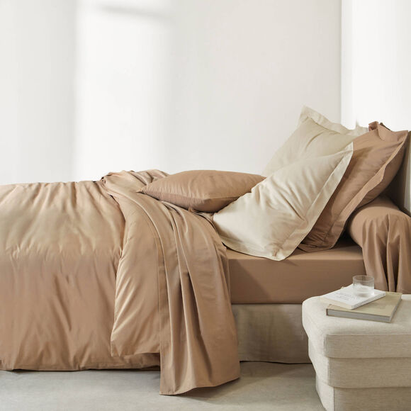 Linge de lit uni polyester-coton Colombine (grège)