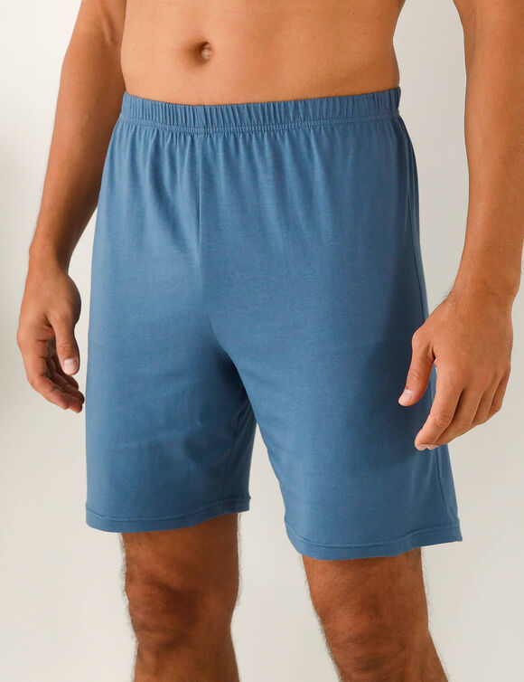 Short pyjama coton uni (bleu grisé)