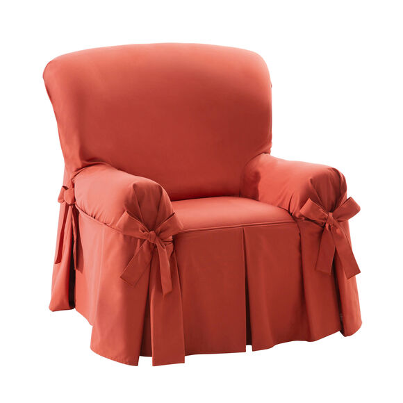 Housse bachette coton uni nouettes fauteuil canap&eacute;s (terracotta)