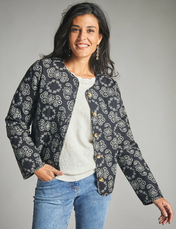 Veste matelassée imprimée (noir)