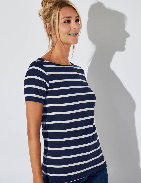 T-shirt marinière manches courtes (marine / blanc)