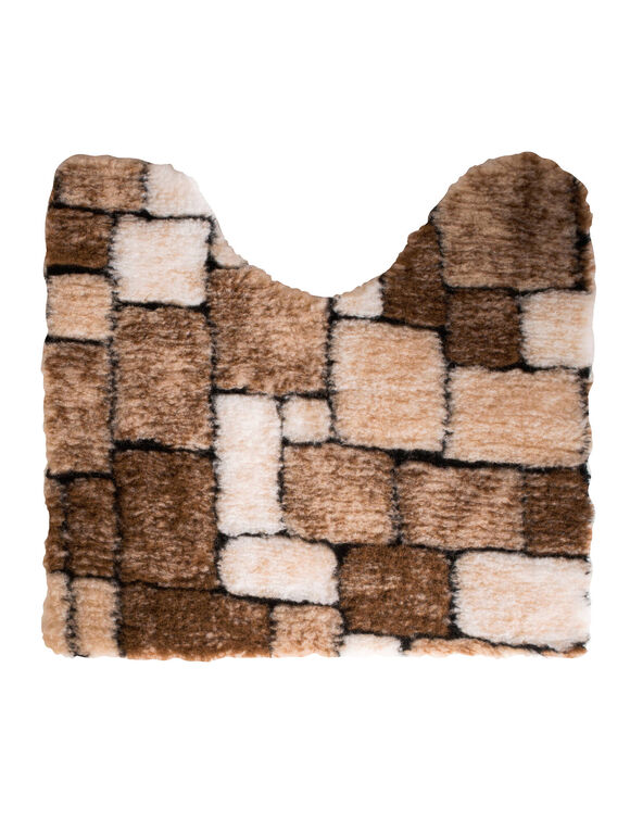Tapis de bain mosaïque toucher peluche (marron)