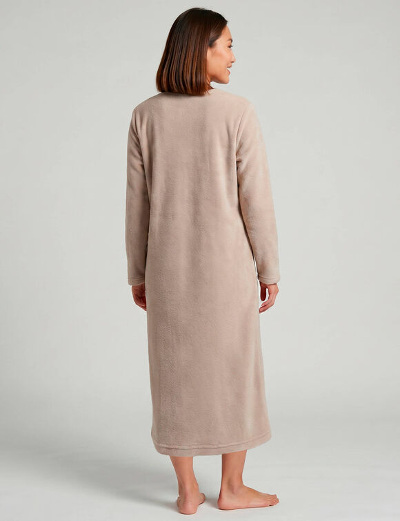 Lang nachthemd met &bdquo;fox&ldquo;-motief, fleece (taupe)