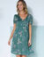 Korte jurk met bloemenprint, glanzende voile (kaki / beige)