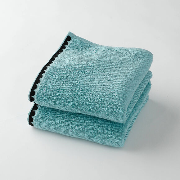 Serviettes de bain finition broderie fantaisie - 420g/m2 (lagon)