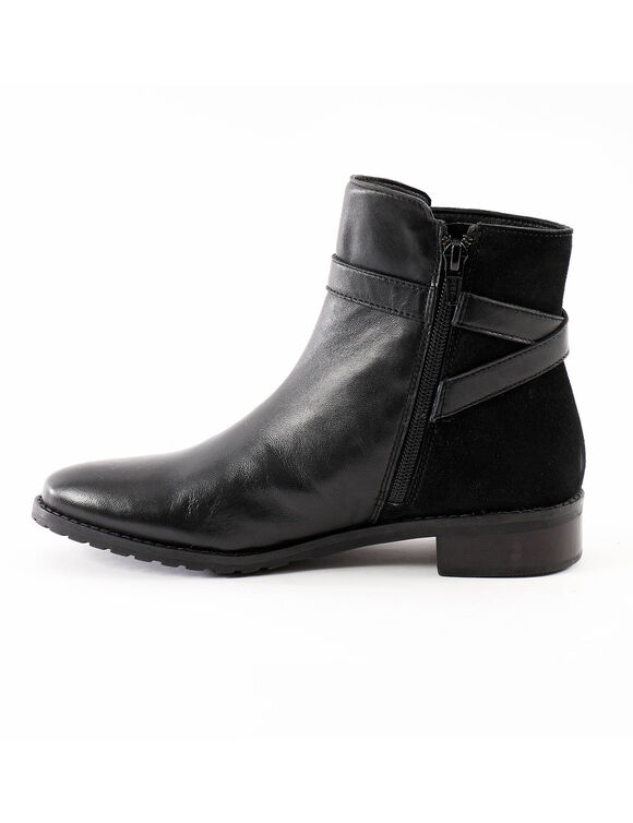Boots boucle cuir bi-matière. (noir)